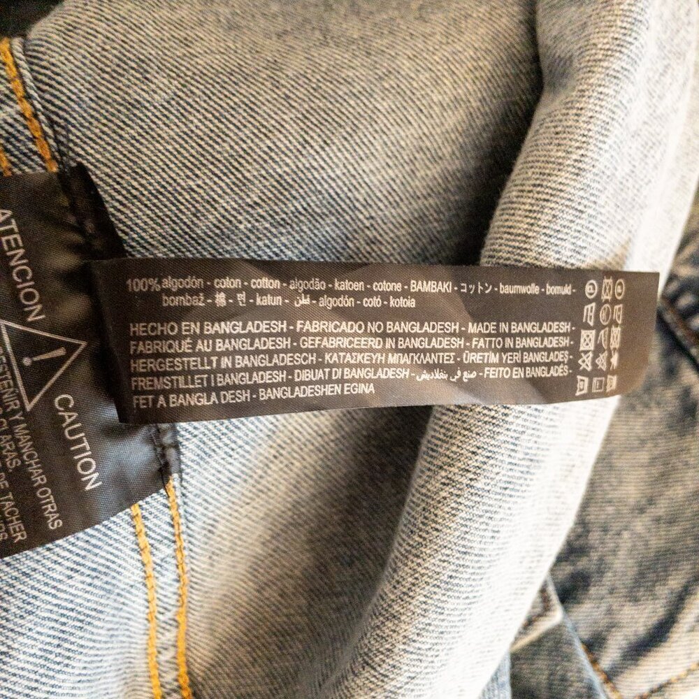 Zara Men’s Relaxed Fit Denim Jacket Hand-Painted Back Art Size L Streetwear - Picture 5 of 5